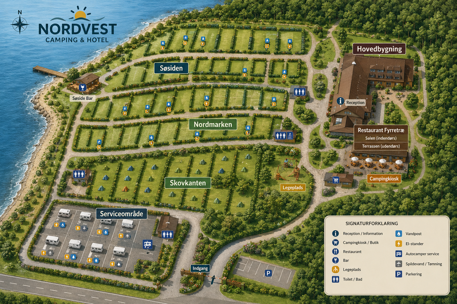 Nordvest Camping & Hotels officielle demokort